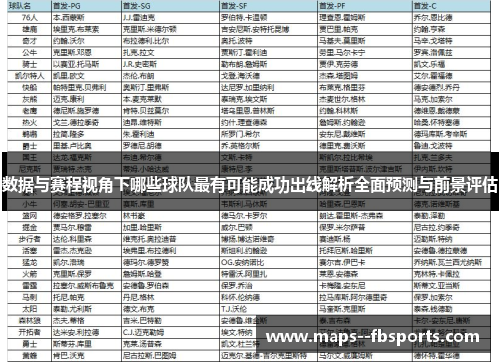 数据与赛程视角下哪些球队最有可能成功出线解析全面预测与前景评估